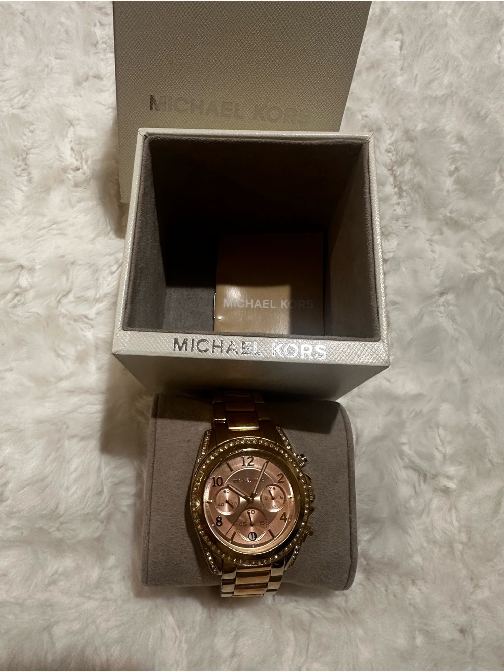 Michael Kors Rose Gold Chronograph Bracelet Watch with Crystal Accents